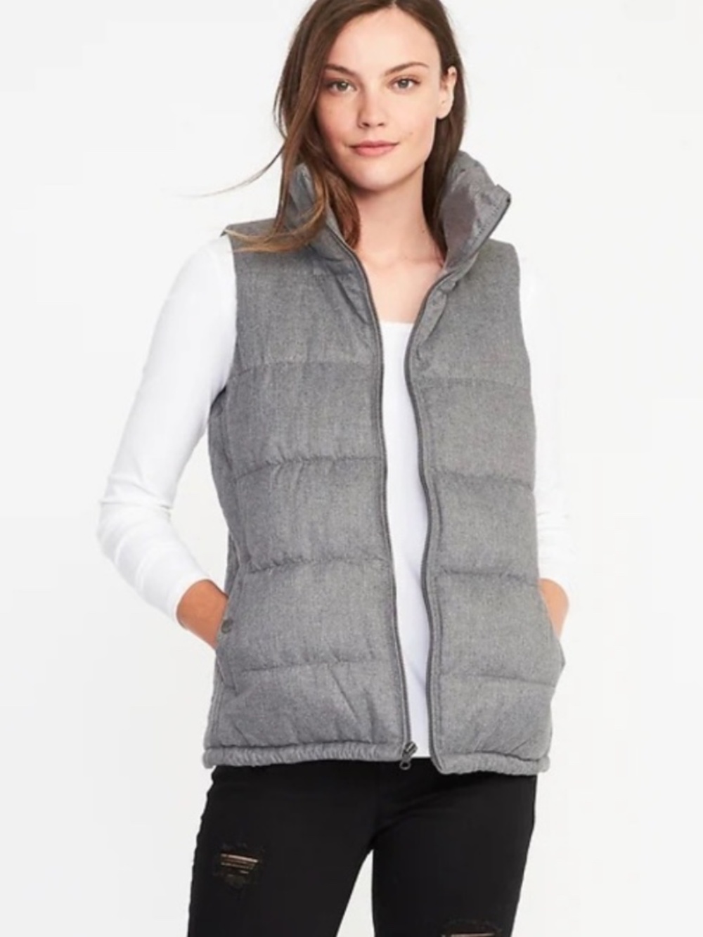 Gray Quilted Puffer Vest Size Medium